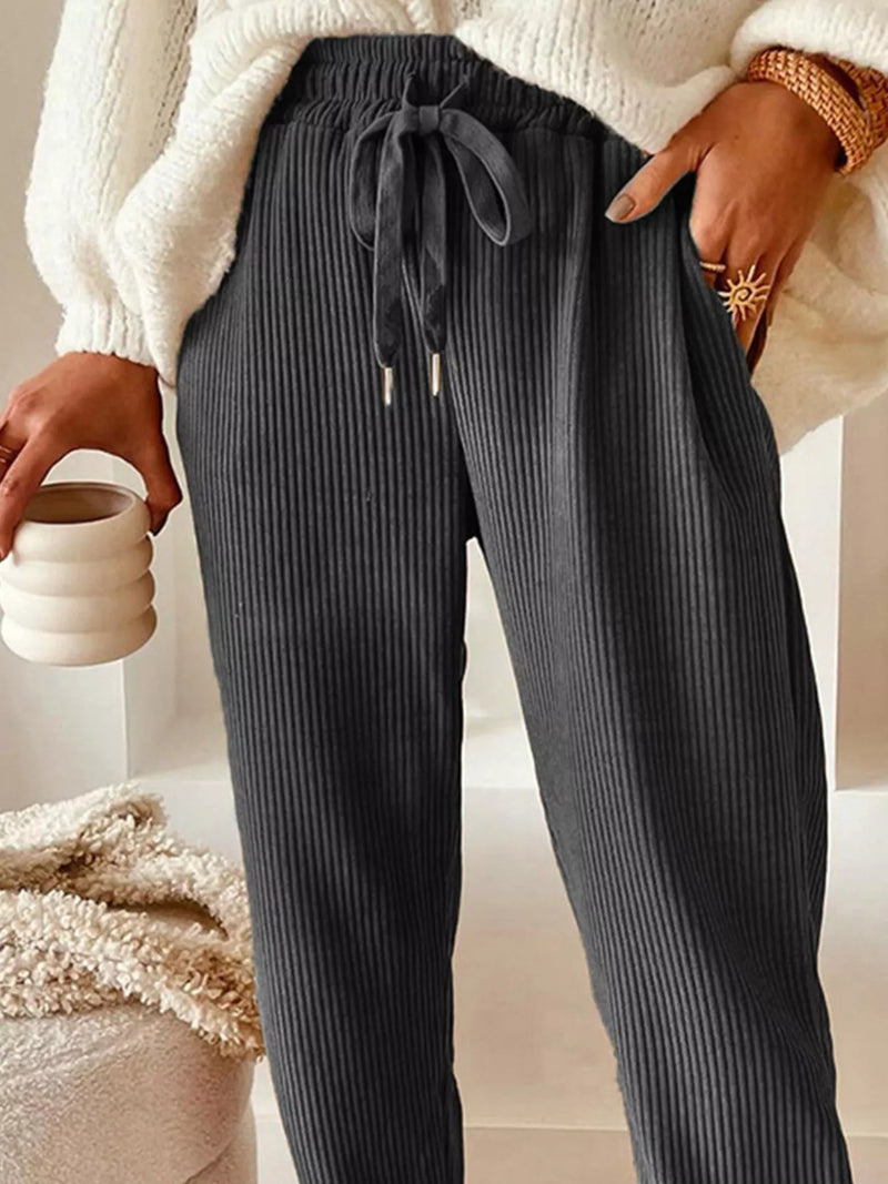 Hazel Blues® | Casual Corduroy Drawstring Waist Pants