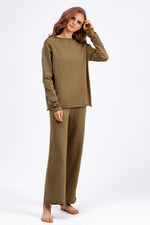 Hazel Blues® |  Basic Bae Rolled Round Neck Top and Pants Sweater Set