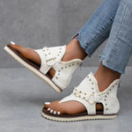 Hazel Blues® |  Studded Raw Hem Flat Sandals