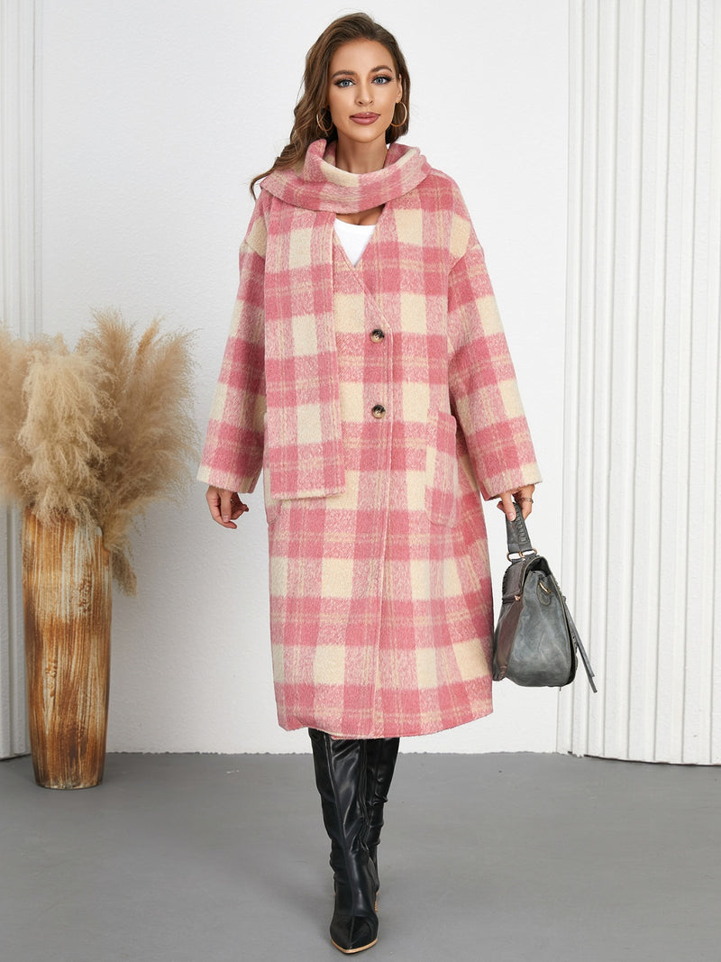 Hazel Blues® |  Plaid Button Up Long Sleeve Coat