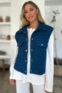 Hazel Blues® |  Double Take Pocketed Texture Snap Down Vest Coat