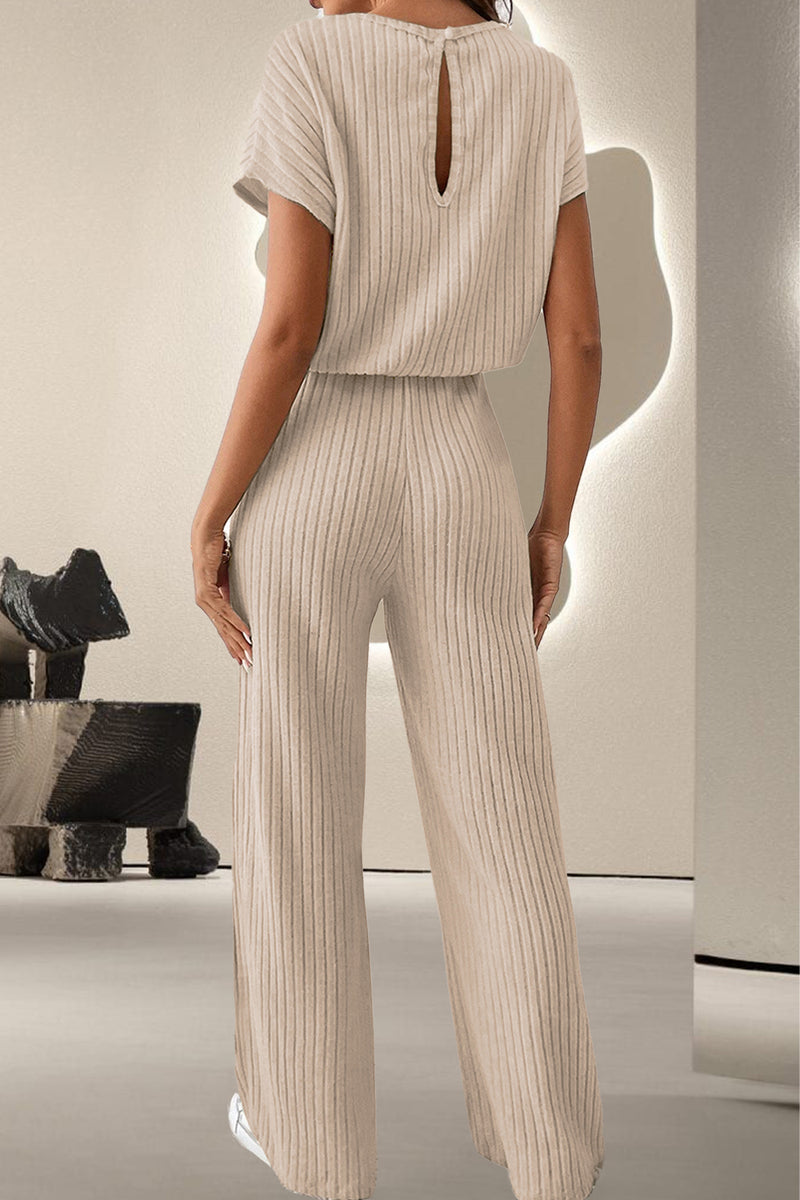 Hazel Blues® |  Round Neck Short Sleeve Jumpsuit