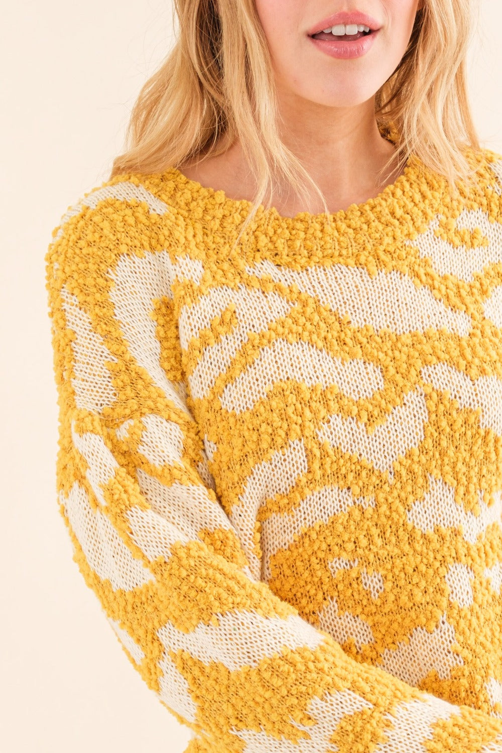 Hazel Blues® |  And The Why Textured Pattern Contrast Sweater