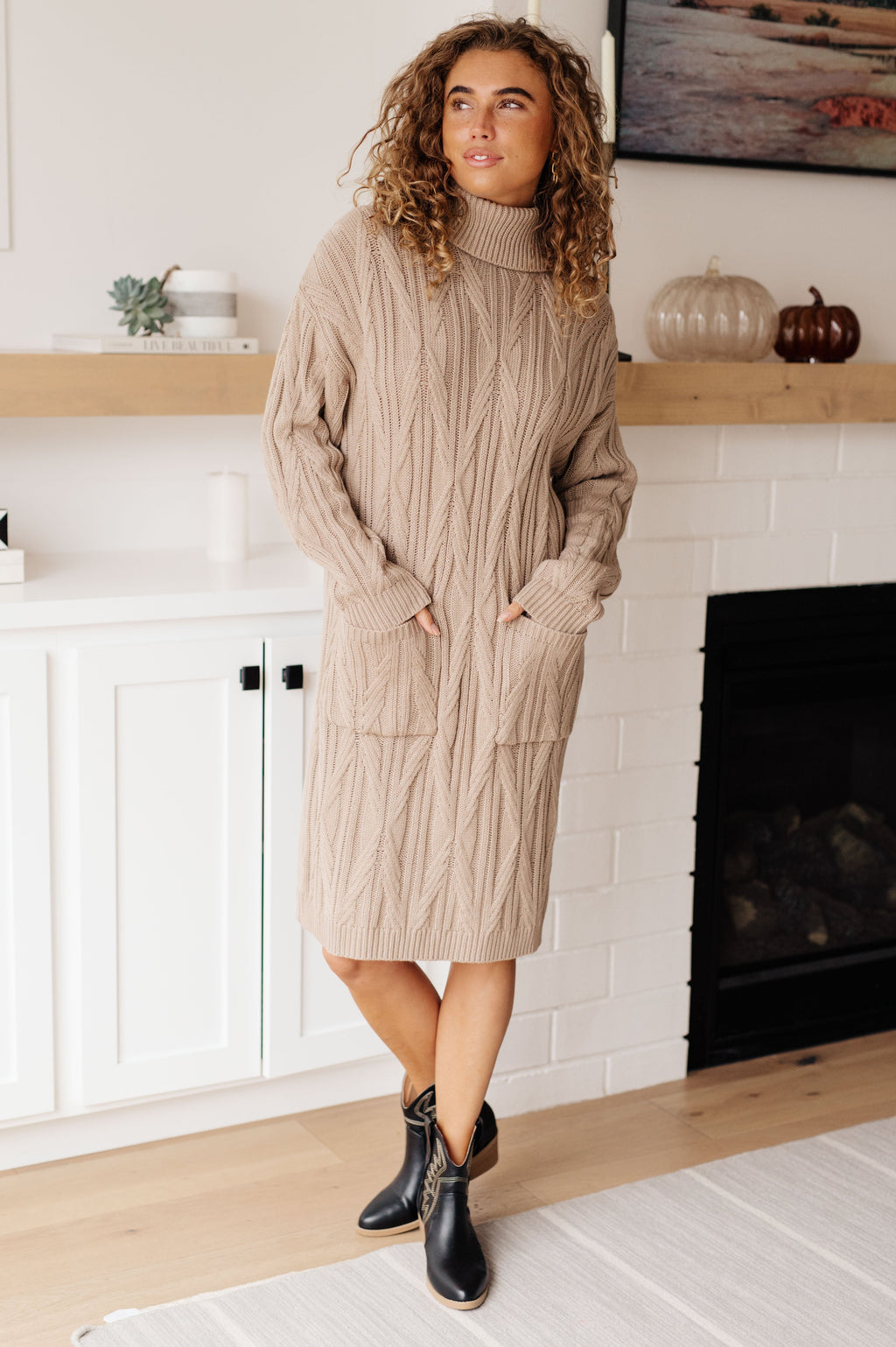 Hazel Blues® |  Bundled Beauty Turtleneck Sweater Dress