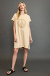 Hazel Blues® |  Umgee Peace Plaid Applique Short Sleeve Mini Dress