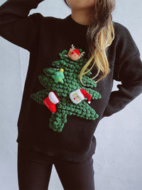 Hazel Blues® |  Christmas Tree Round Neck Long Sleeve Sweater