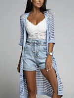 Hazel Blues® |  Openwork Open Front Three-Quarter Sleeve Cover Up