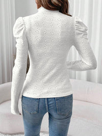 Hazel Blues® |  Eyelet Mock Neck Long Sleeve Top