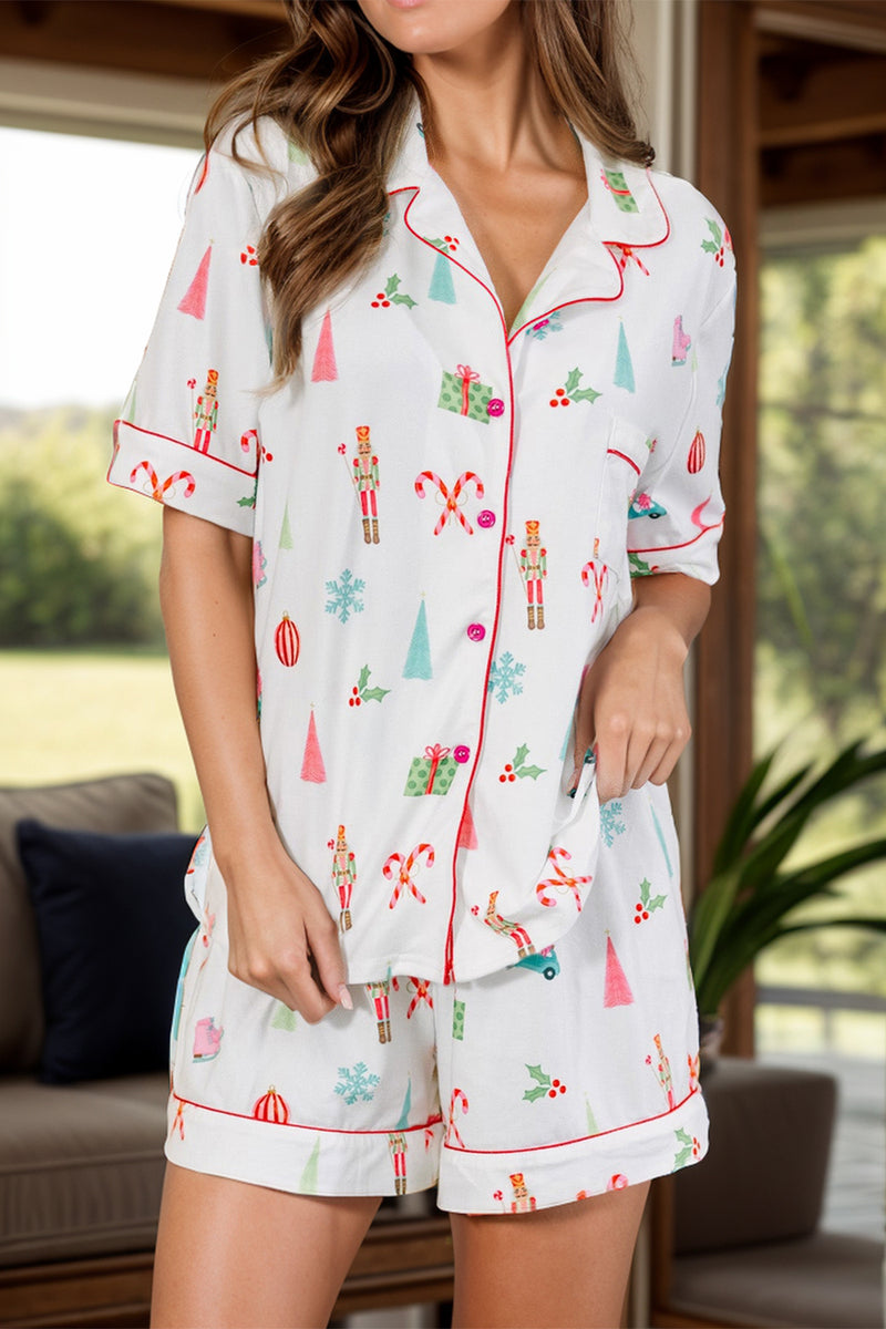 Hazel Blues® |  Printed Short Sleeve Top and Shorts Lounge Set