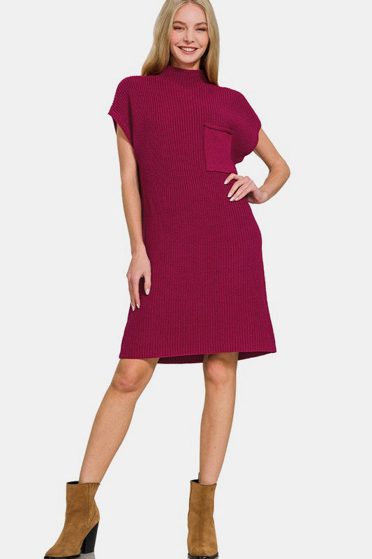 Hazel Blues® |  Zenana Mock Neck Short Sleeve Sweater Dress