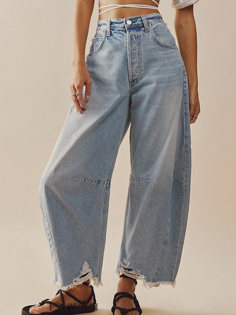 Hazel Blues® |  Raw Hem Wide Leg Jeans with Pockets