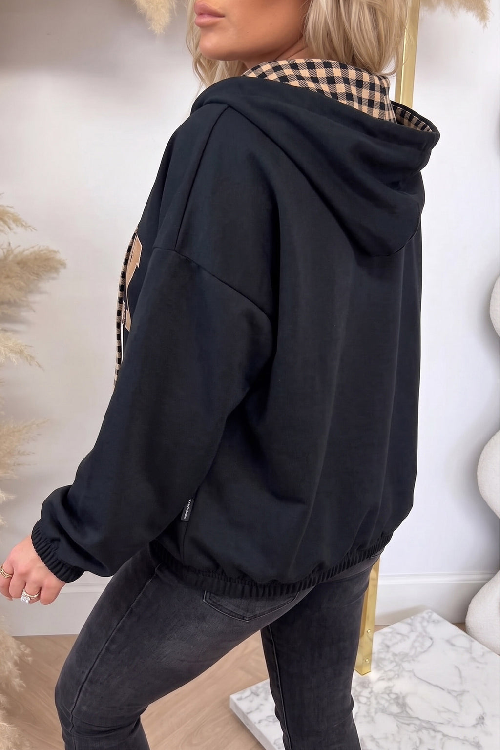 Faithful Plaid Black PRAY Graphic Hoodie