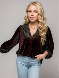 Hazel Blues® |  V-Neck Three-Quarter Sleeve Blouse