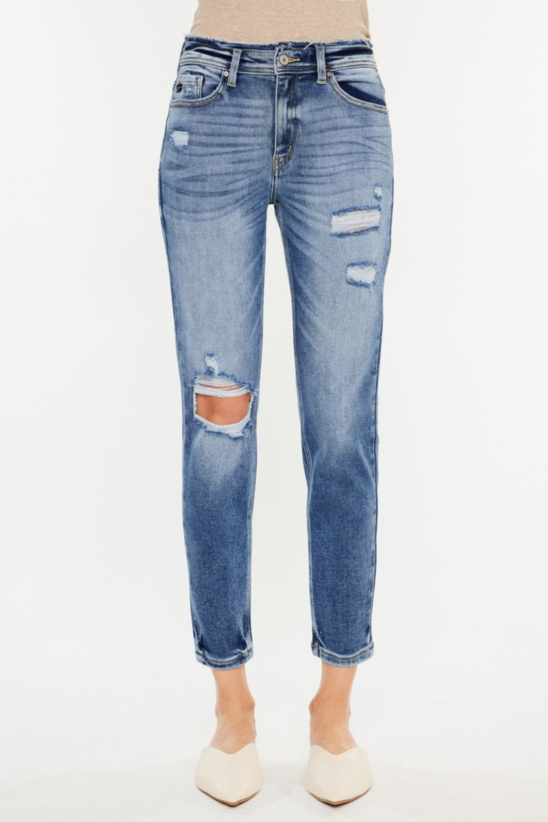 Hazel Blues® |  Kancan High Rise Distressed Mom Jeans