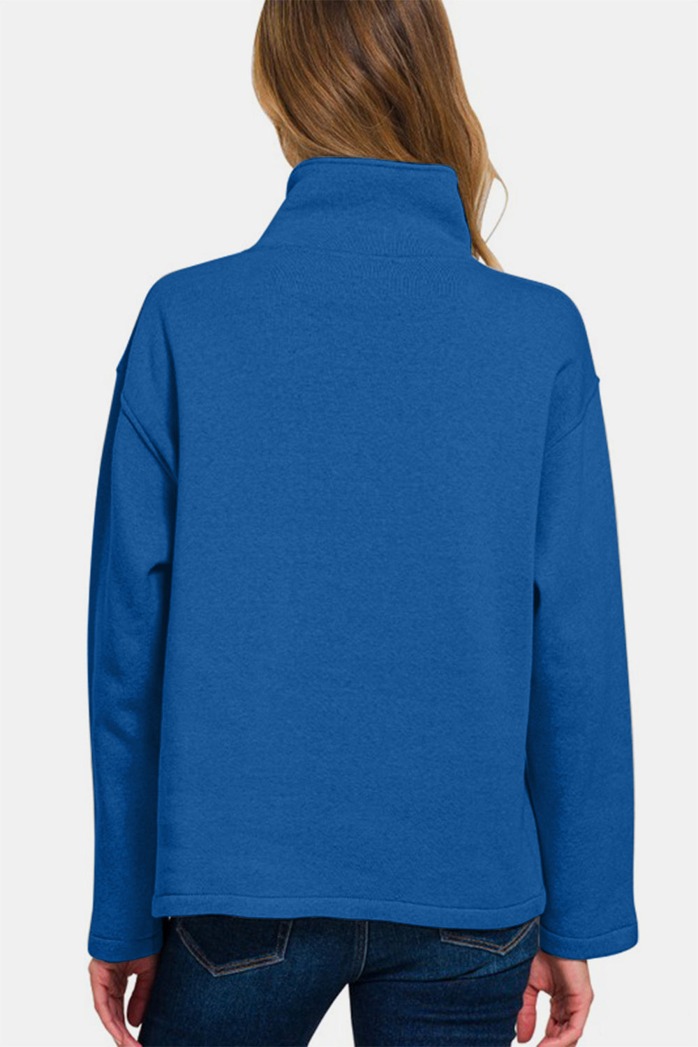 Hazel Blues® |  Zenana Turtleneck Half Snap Fleece Sweatshirt