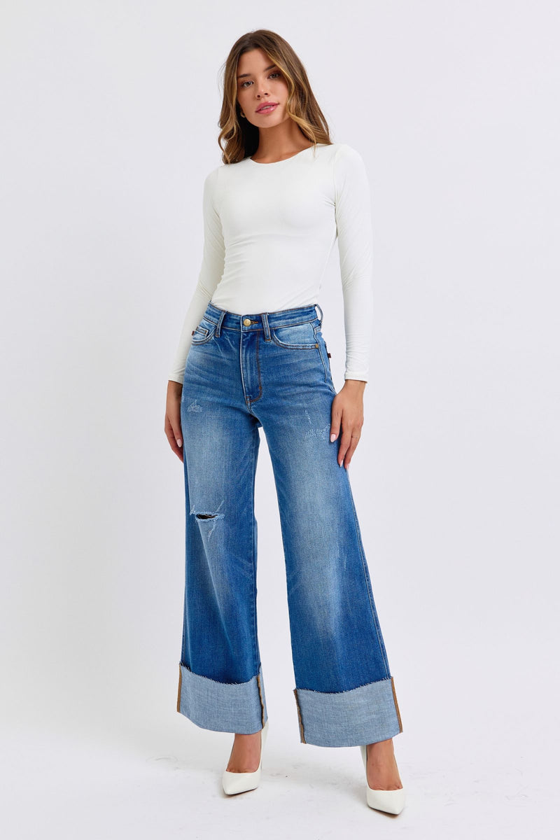 Hazel Blues® |  Judy Blue Distressed High Waist Wide Leg Jeans