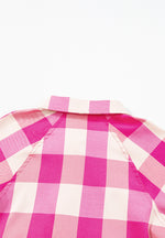 Hazel Blues® |  Ruched Plaid Three-Quarter Sleeve Shirt Dress