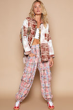 Hazel Blues® |  POL Crochet Plaid Patchwork Button Up Shirt
