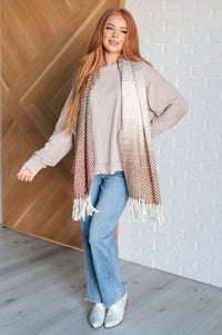 Hazel Blues® |  Cold Front Fringe Scarf in Coffee and Red