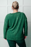 Hazel Blues® |  Simple Silhouette Brushed Hacci Sweater in Dark Green