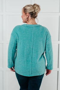 Hazel Blues® |  Simple Silhouette Brushed Hacci Sweater in Dusty Teal