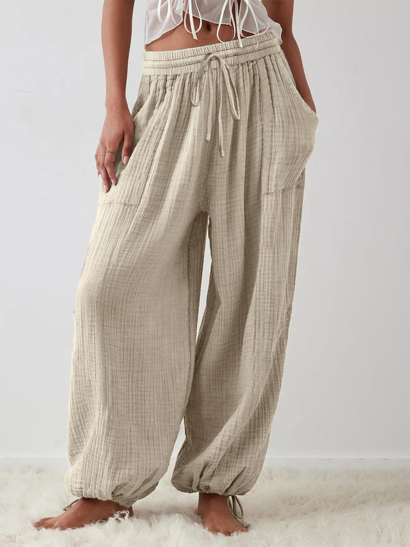 Hazel Blues® |  Textured Tied Pants with Pockets