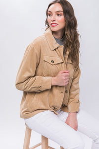 Hazel Blues® |  Love Tree Corduroy Button Up Jacket with Sherpa Inside