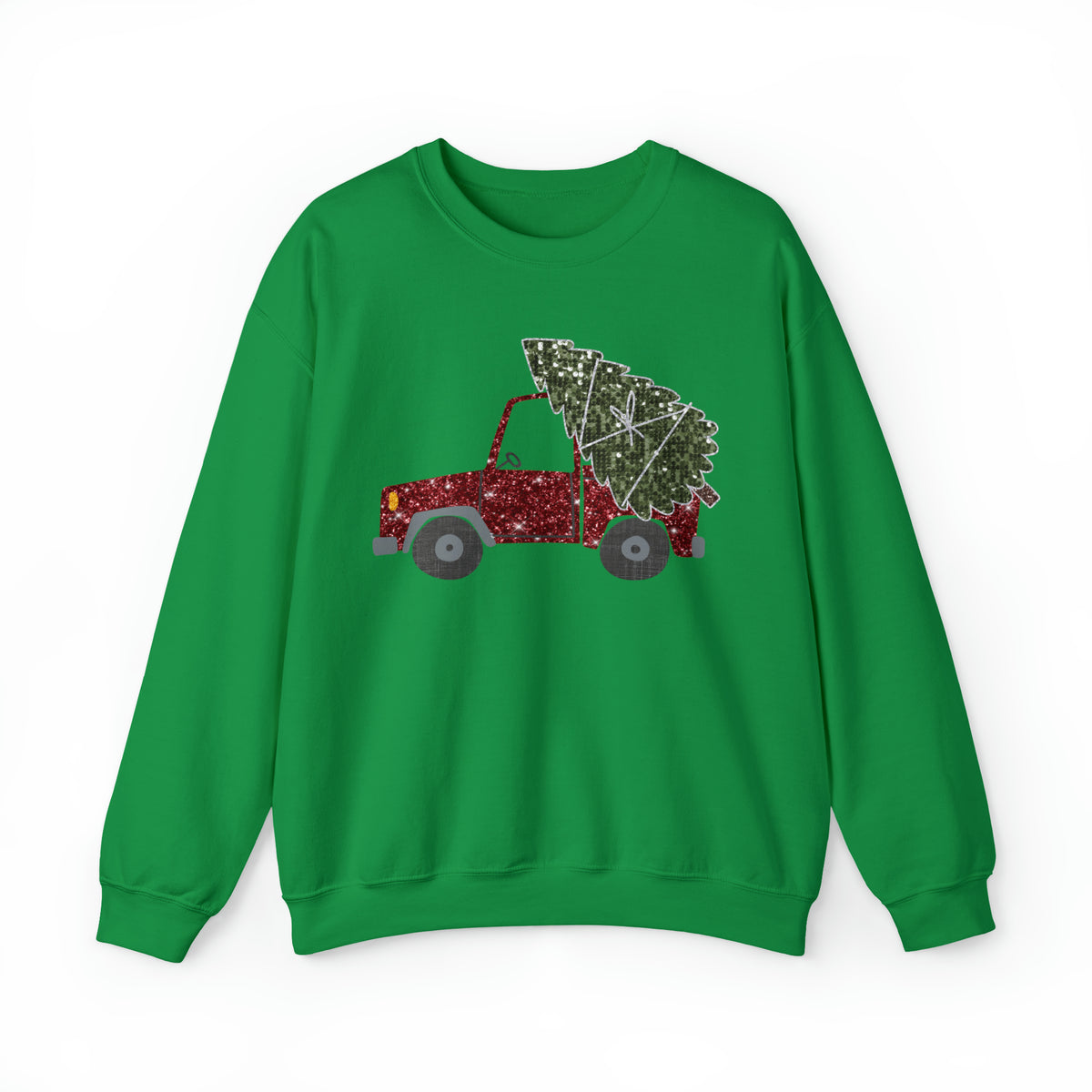 Hazel Blues® |  Christmas Tree Truck Faux Glitter Graphic Sweatshirt