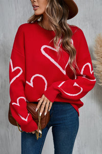 Hazel Blues® |  Angel Wings Heart Dropped Shoulder Long Sleeve Sweater