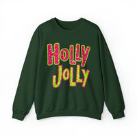 Hazel Blues® |  Holly Jolly Faux Glitter Graphic Sweatshirt