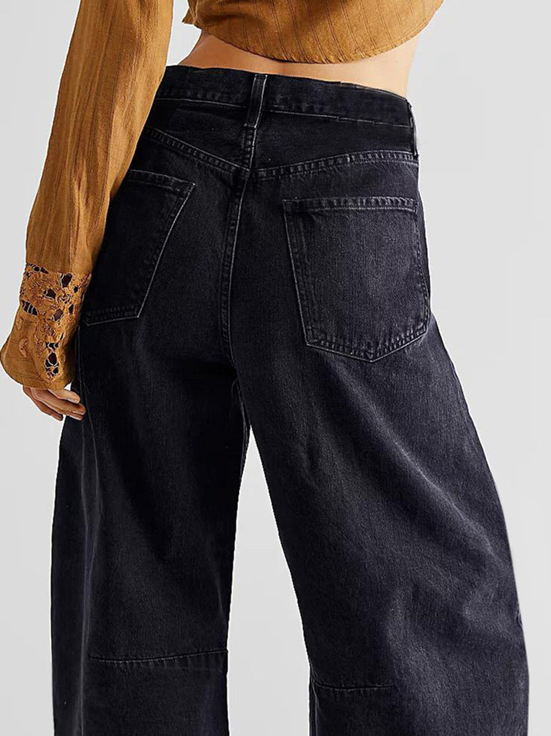 Hazel Blues® |  Raw Hem Wide Leg Jeans with Pockets