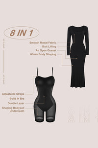 Hazel Blues® |  Basic Bae Built-In Shapewear Square Neck Long Sleeve Maxi Dress