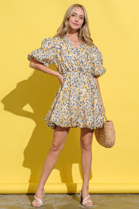 Hazel Blues® |  And The Why Floral Surplice Puff Sleeve Dress