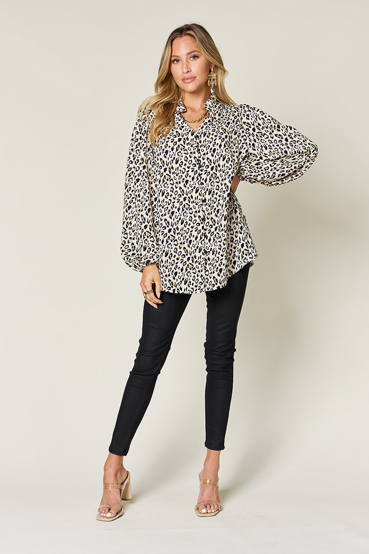 Hazel Blues® |  Double Take Leopard Long Sleeve Blouse