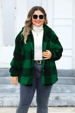 Hazel Blues® | Plaid Button Up Hooded Jacket