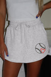 Hazel Blues® |  Light Grey Baseball Heart Embroidery French Terry Skort