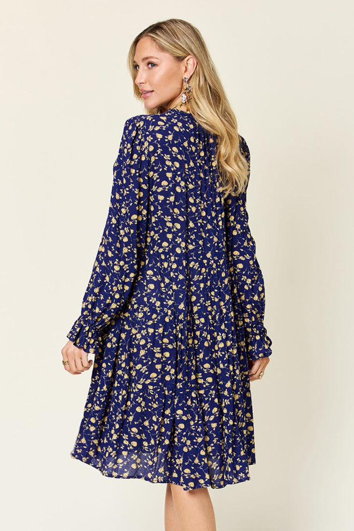 Hazel Blues® | Double Take Printed Ruffle Hem Long Sleeve Dress