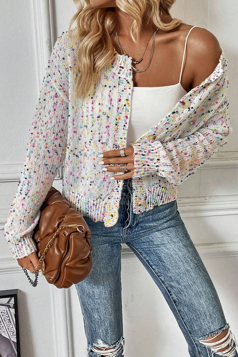 Hazel Blues® |  Confetti Button Up Long Sleeve Cardigan