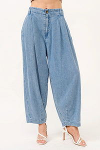 Hazel Blues® |  And The Why Elastic Back Pleated Baggy Jeans