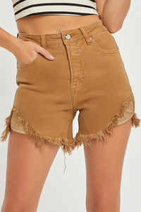 Hazel Blues® |  RISEN High Waist Frayed Hem Denim Shorts