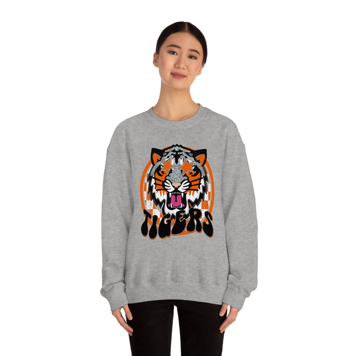 Hazel Blues® |  Orange & Black Tigers Graphic Sweatshirt