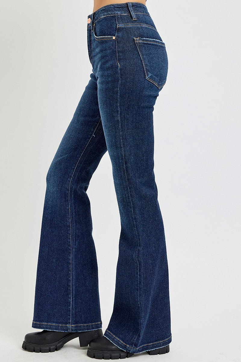 Hazel Blues® |  RISEN High Rise Flare Jeans with Pockets