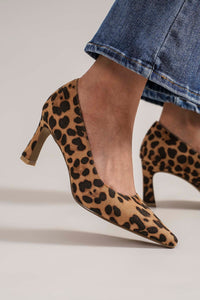 Hazel Blues® |  Beast Fashion Faux Suede Leopard Point Toe Pumps