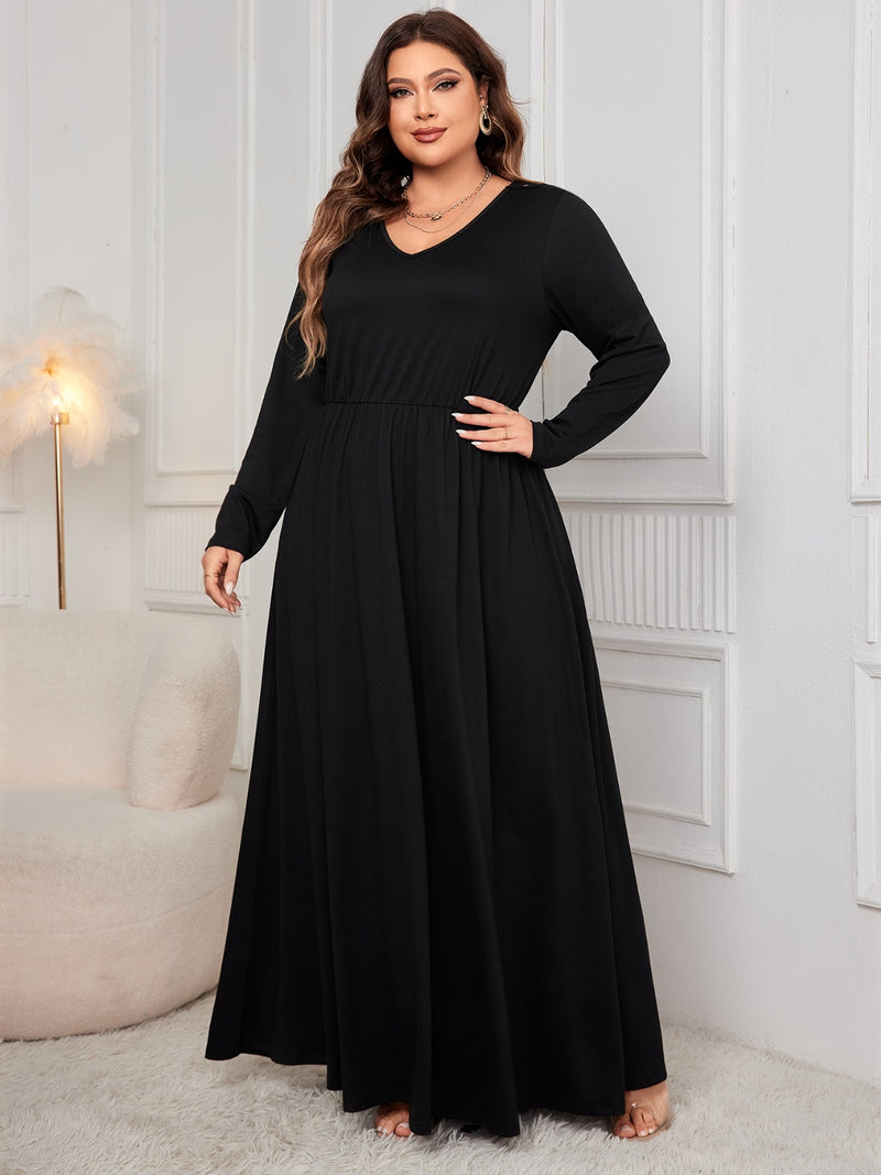 Hazel Blues® | Cutout V-Neck Long Sleeve Maxi Dress