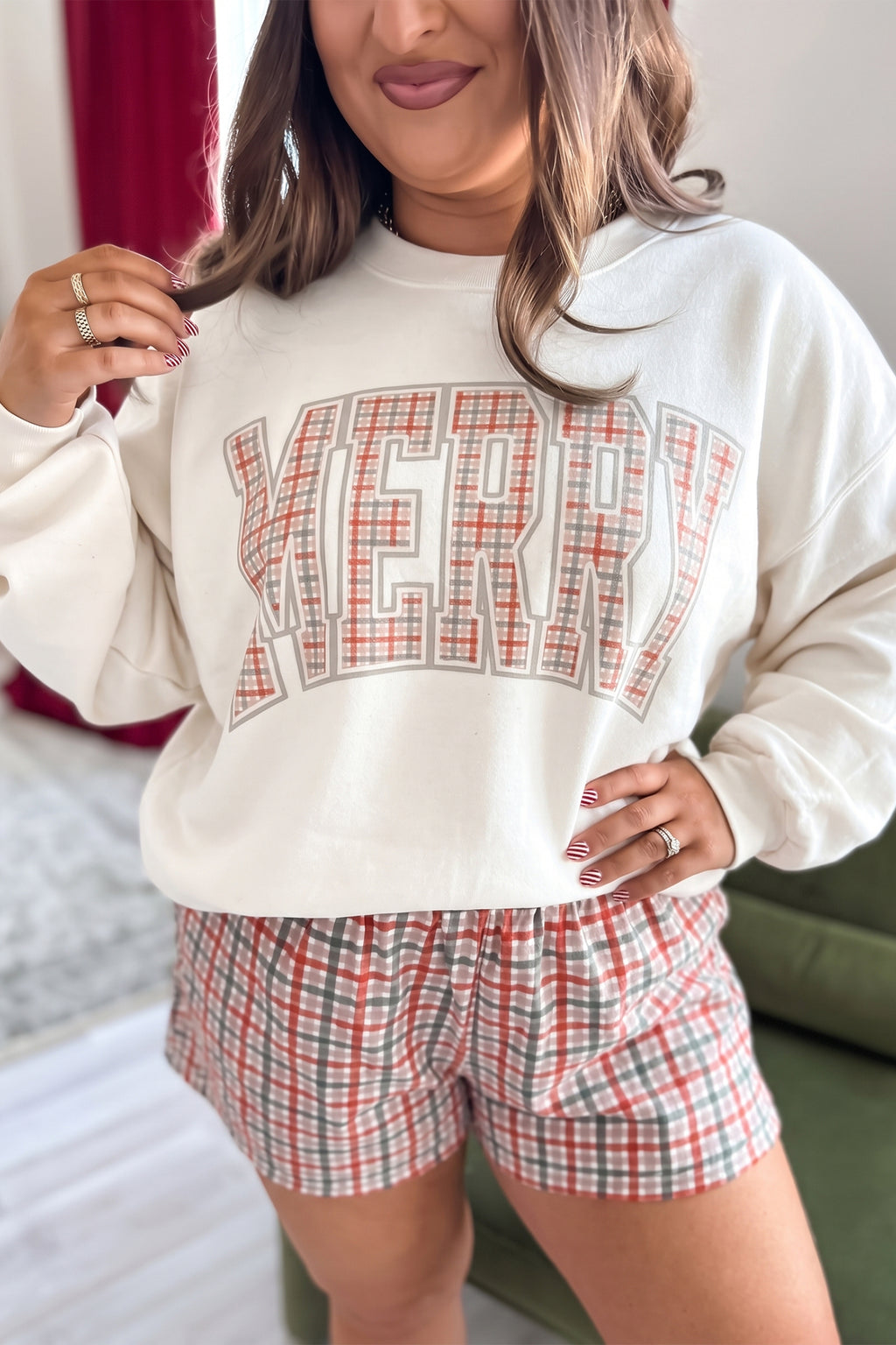 Red Christmas Plaid Shorts