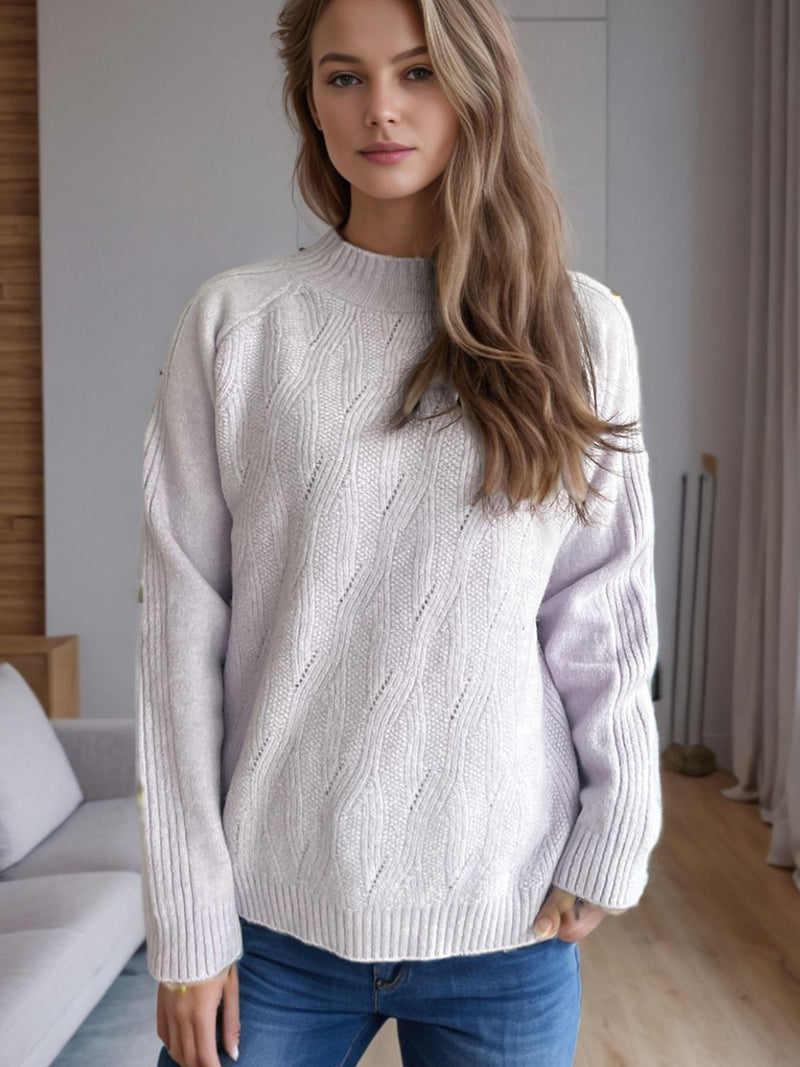 Hazel Blues® |  Mock Neck Long Sleeve Sweater