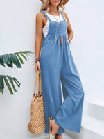 Hazel Blues® |  Square Neck Wide Strap Overalls