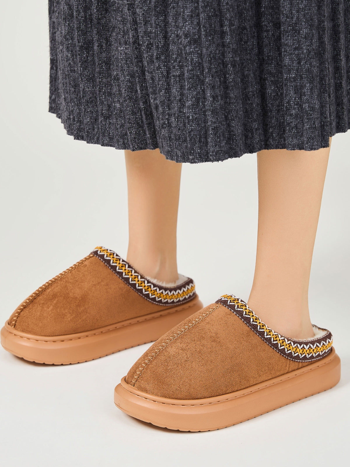 Hazel Blues® |  Faux Fur Suede Platform Slippers