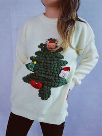 Hazel Blues® |  Christmas Tree Round Neck Long Sleeve Sweater