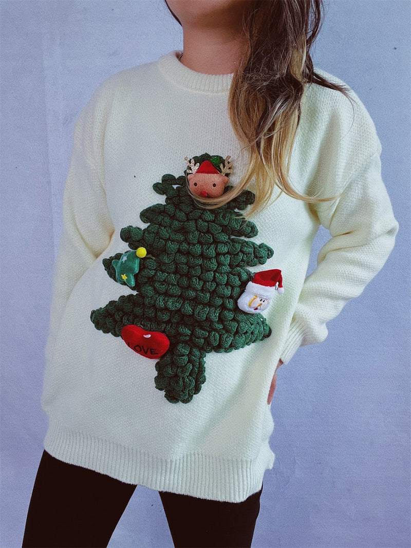 Hazel Blues® |  Christmas Tree Round Neck Long Sleeve Sweater